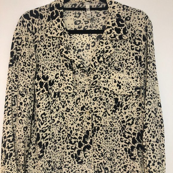 Zara Animal Print Blouse with front pockets - Size M - Picture 2 of 6